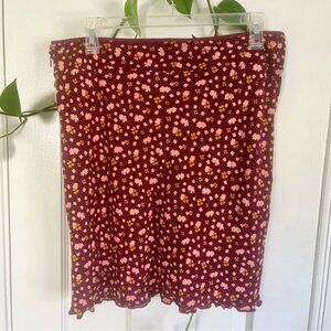 Free People Women’s IRL Mini Skirt Floral Print, Women’s Size 10 Burgundy